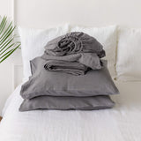 Charcoal grey linen sheets will grant luxurious comfort and will give your bed new elegant look.
Crafted to elevate your sleeping experience, each set includes soft fitted sheet, a flat sheet and two pillowcases.