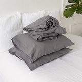 Charcoal grey linen sheets will grant luxurious comfort and will give your bed new elegant look.
Crafted to elevate your sleeping experience, each set includes soft fitted sheet, a flat sheet and two pillowcases.