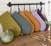 The linen oven mitt come in a variety of pastel and rich colours, which are a perfect match for our other home textiles.