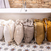 Introducing our amber yellow linen laundry bag, the ultimate solution for keeping your laundry organised in style.