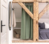 Our moss green tie top linen curtains are designed and made to give your home unique and timeless charm. Linen curtains would complement interiors from minimalistic, Scandinavian or modern to Mediterranean or classical style.