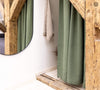 Our moss green tie top linen curtains are designed and made to give your home unique and timeless charm. Linen curtains would complement interiors from minimalistic, Scandinavian or modern to Mediterranean or classical style.