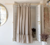 Tie Top Natural Unbleached Linen Curtain With Ruffles (1 pcs)