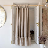 Our tie top natural unbleached linen curtains with ruffles are designed and made to give your home unique and timeless charm. Linen curtains would complement interiors from minimalistic, Scandinavian or modern to Mediterranean or classical style.