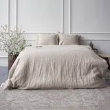 When you choose our natural unbleached linen bed linen set, you are choosing a timeless classic and the serenity and elegance it brings. Our linen duvets, made from a wide fabric, ensure maximum comfort at all times.
Feel cool during summer and delightfully warm in winter, as linen adapts to your body's needs with remarkable ease.