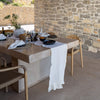 Give your table a touch of distinction and decoration with our off white linen table runner with ruffle. Use the table runner on its own or combine it with a linen tablecloth, placemats or napkins.