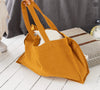 Amber yellow linen tote bags designed and made for long, comfortable and sustainable use.