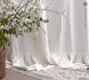 Tie Top Off White Linen Curtain with Ruffles (1 pcs)