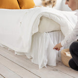 Introducing our optical white linen bed valance, the perfect addition to complete your bedding set. Whether you're looking to enhance the aesthetics of your bedroom or simply add a functional element to your bedding, our optical white bed valance is a perfect choice.