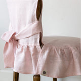 Quartz rose linen ruffled full chair cover in heavyweight 260 g/m² European linen