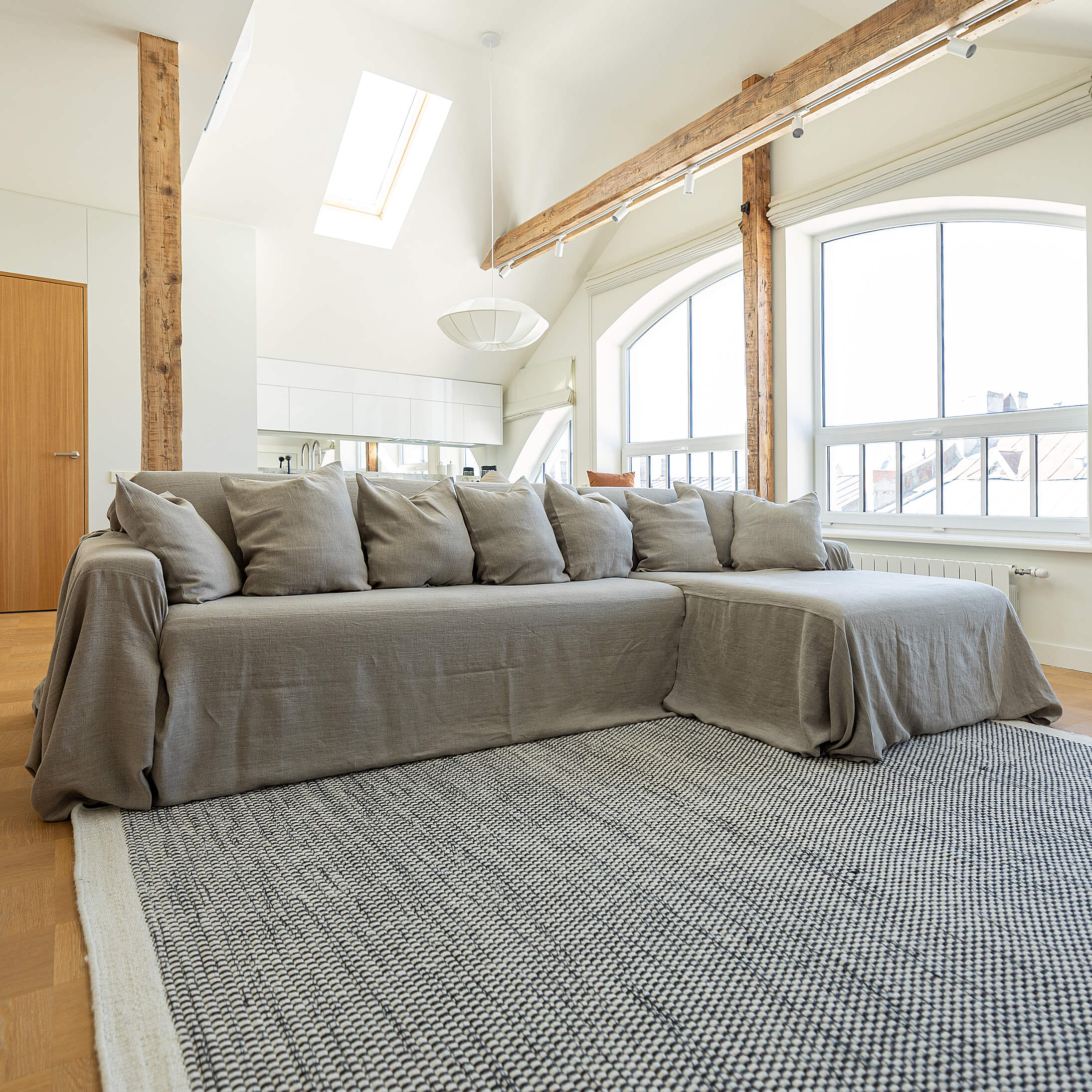 Our rustic unbleached linen sectional couch cover a stylish way to change up the look of the room. Plus, linen has natural properties that make it resistant to stains and easy to clean, which adds to its appeal for everyday use.
