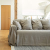 Our rustic unbleached linen sectional couch cover a stylish way to change up the look of the room. Plus, linen has natural properties that make it resistant to stains and easy to clean, which adds to its appeal for everyday use.