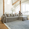 Our rustic unbleached linen sectional couch cover a stylish way to change up the look of the room. Plus, linen has natural properties that make it resistant to stains and easy to clean, which adds to its appeal for everyday use.
