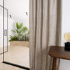Lined rustic unbleached linen curtains with lining, designed and made to provide maximum protection from the sun and heat coming through the window.