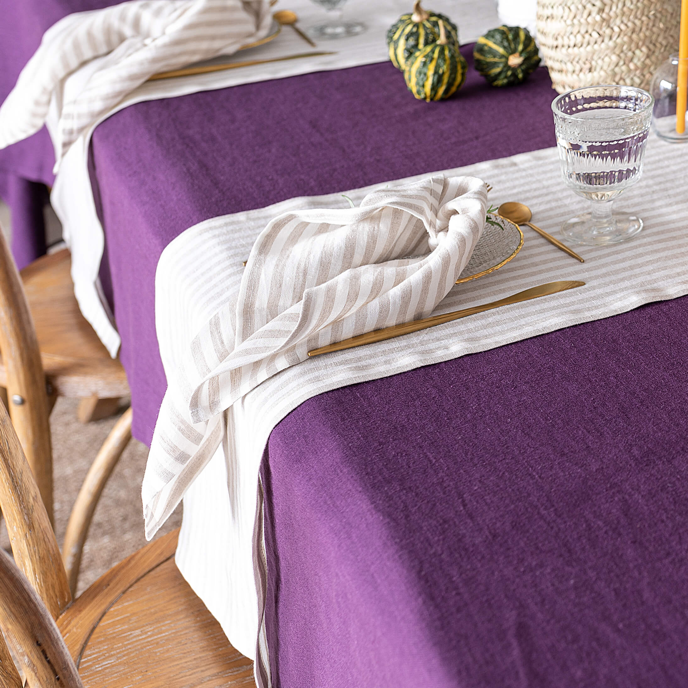 Introducing our striped linen napkins set, designed to elevate your dining experience with a touch of warmth and charm. Crafted with care, these napkins are the perfect companions for your culinary adventures.