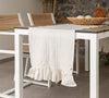 Give your table a touch of distinction and decoration with our striped linen table runner with ruffle. Use the table runner on its own or combine it with a linen tablecloth, placemats or napkins.