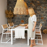 Give your table a touch of distinction and decoration with our striped linen table runner with ruffle. Use the table runner on its own or combine it with a linen tablecloth, placemats or napkins.
