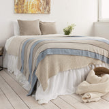 Multicoloured Striped pattern linen throw crafted from a softened natural linen, adds a warmth and style to any bedroom decor.
Whether you choose to drape it as a bed throw or wrap yourself in its soft embrace on chilly evenings, this versatile blanket offers both functionality and elegance.