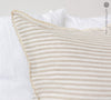 Our striped linen pillows will add a touch of elegance and style to your bedroom.