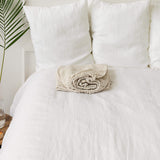 Delicately striped in a harmonious blend of white and natural hues.
Crafted with care, these sheets offer a gentle touch and unparalleled breathability, ensuring a restful night's sleep in every modern bedroom.