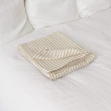 Linen flat sheet, elegantly striped in white and natural tones.
Crafted for the modern bedroom, these sheets offer unparalleled softness and breathability, ensuring a comfortable night's sleep year-round.