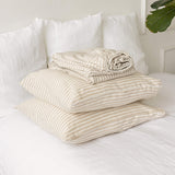 Striped linen sheets will grant luxurious comfort and will give your bed new elegant look.
Crafted to elevate your sleeping experience, each set includes soft fitted sheet, a flat sheet and two pillowcases.