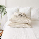 Striped linen sheets will grant luxurious comfort and will give your bed new elegant look.
Crafted to elevate your sleeping experience, each set includes soft fitted sheet, a flat sheet and two pillowcases.