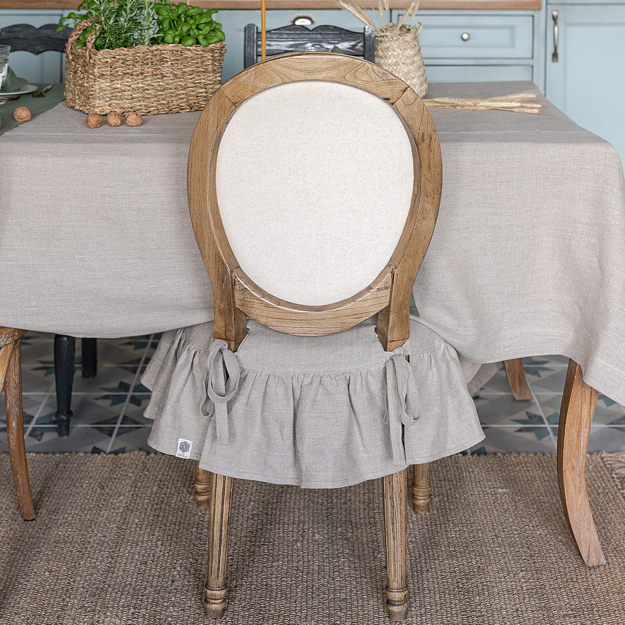 Our rustic unbleached linen  slipcovers offer both practicality and aesthetic appeal. The covers will protect dining chairs from spills and stains, also enhance the visual appeal of your space with their timeless natural style. Slipcovers will simply change your chairs appearance and provide an elegant solution.
