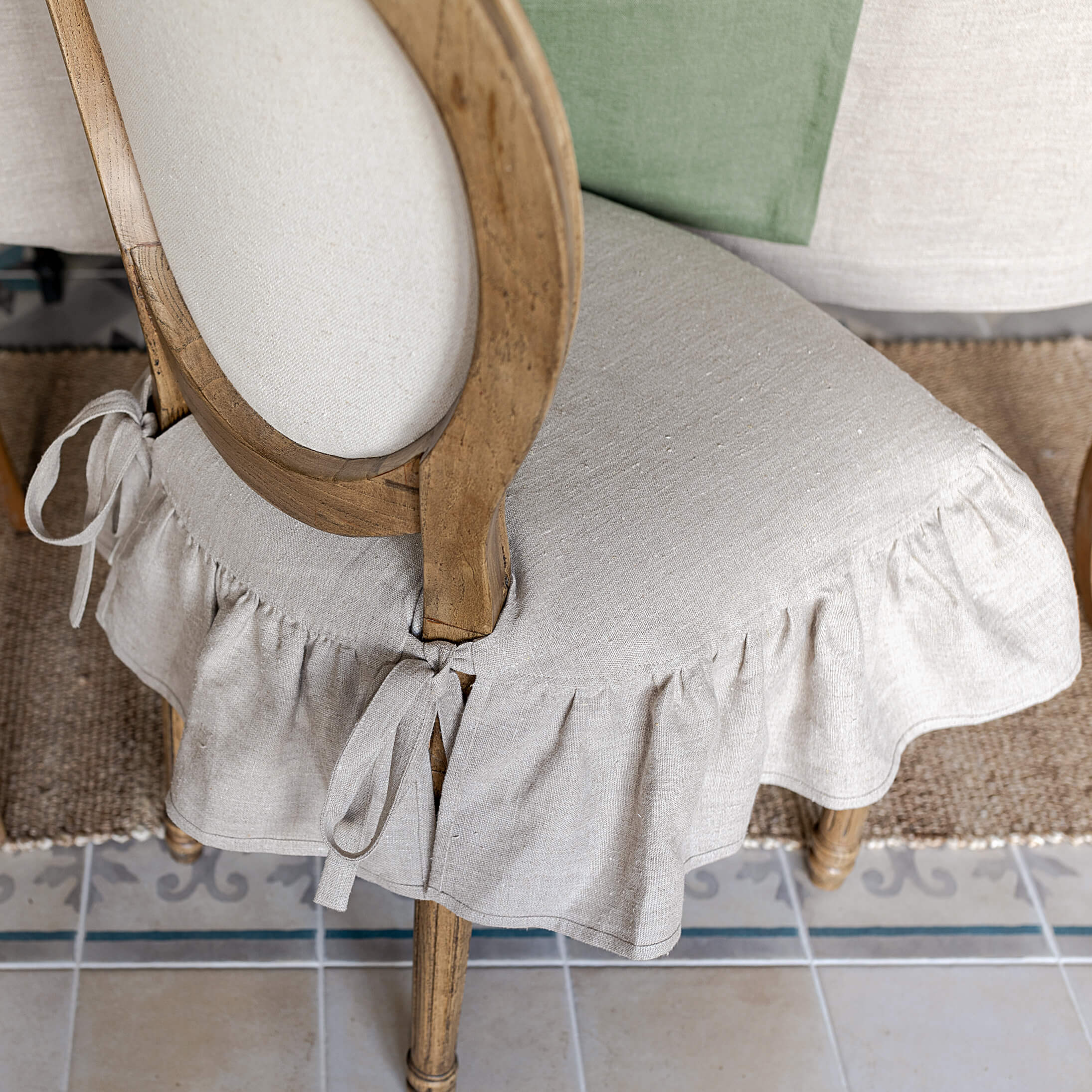 Our rustic unbleached linen  slipcovers offer both practicality and aesthetic appeal. The covers will protect dining chairs from spills and stains, also enhance the visual appeal of your space with their timeless natural style. Slipcovers will simply change your chairs appearance and provide an elegant solution.