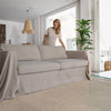 This natural linen cover enhance your decor, but it also serves as a shield against the playful antics of your beloved pets, safeguarding your couch from any potential damage.