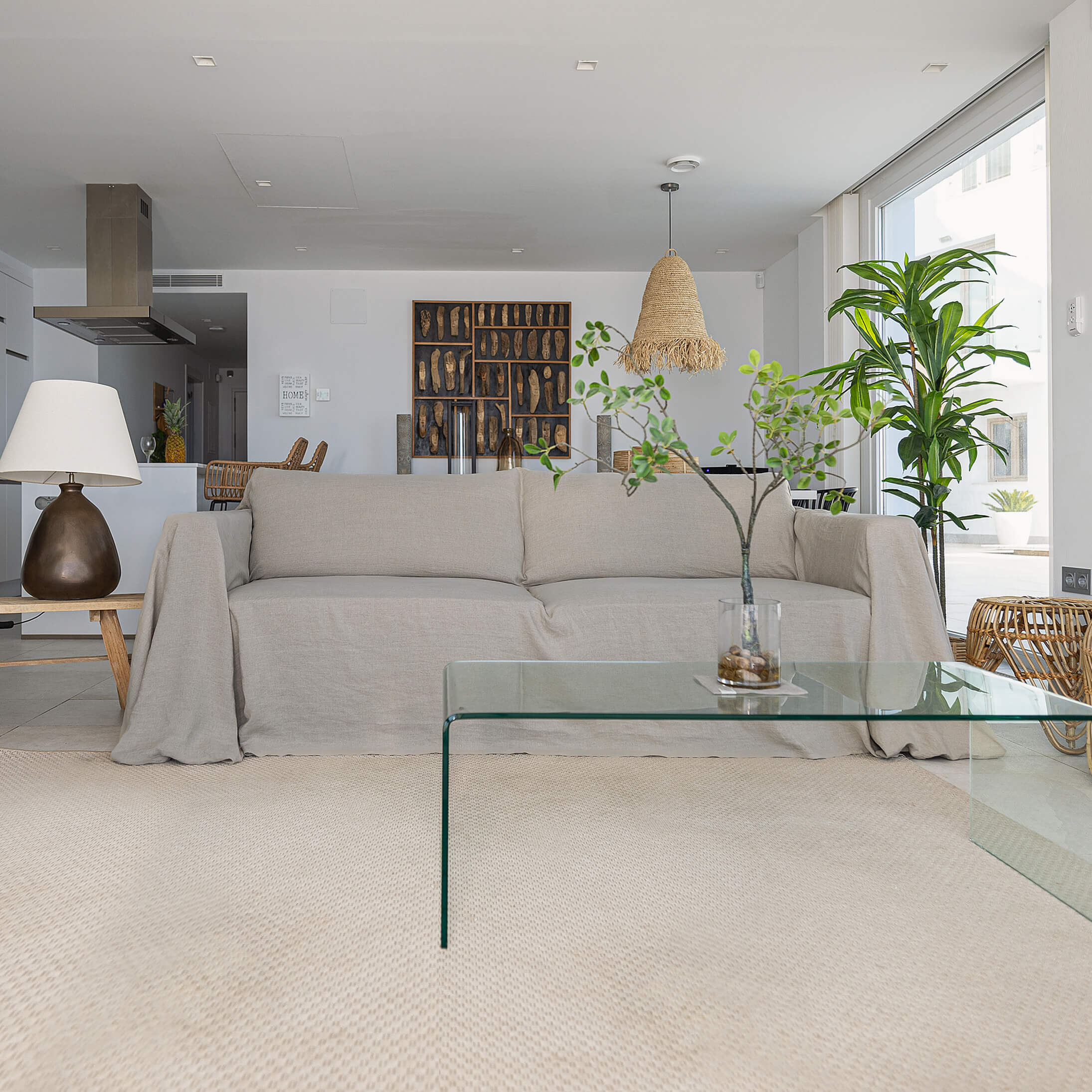 This natural linen cover enhance your decor, but it also serves as a shield against the playful antics of your beloved pets, safeguarding your couch from any potential damage.