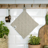 The linen pot holder come in a variety of pastel and rich colours, which are a perfect match for our other home textiles.
