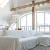 White Linen Sectional Couch Cover