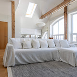 White Linen Sectional Couch Cover