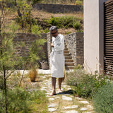 Men's White Linen Bathrobe