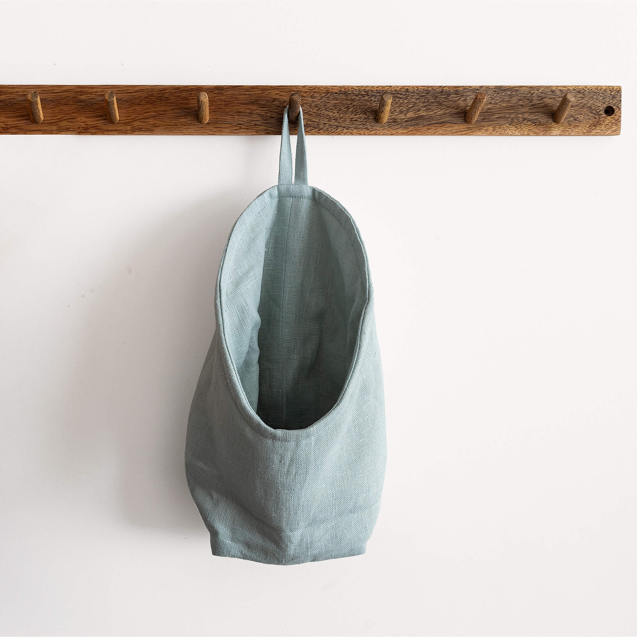 Duck Egg Blue linen hanging bag in heavyweight 260 g/m² European linen