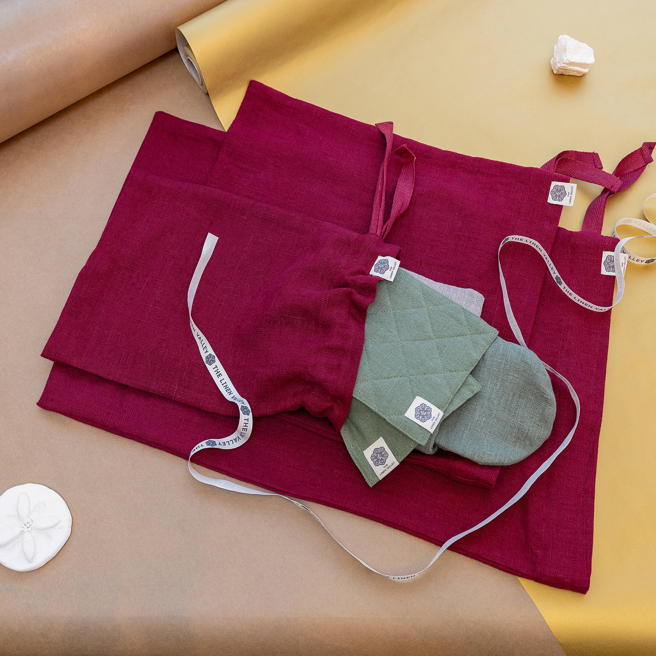 Linen gift bags in three sizes