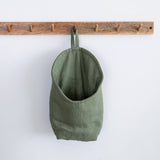 Moss Green linen hanging bag in heavyweight 260 g/m² European linen