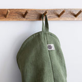 Moss Green linen hanging bag in heavyweight 260 g/m² European linen