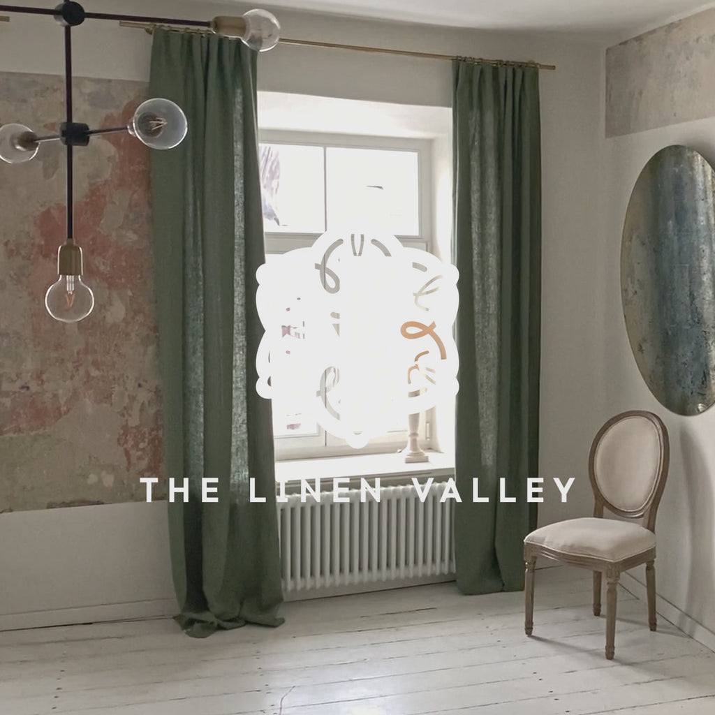 Our moss green linen curtains are designed and made to give your home a unique and timeless charm, and no matter the style of your home, linen can fit into any interior.