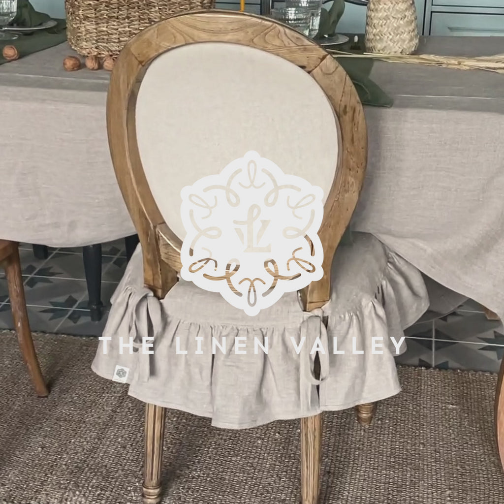 Our rustic unbleached linen  slipcovers offer both practicality and aesthetic appeal. The covers will protect dining chairs from spills and stains, also enhance the visual appeal of your space with their timeless natural style. Slipcovers will simply change your chairs' appearance and provide an elegant solution.