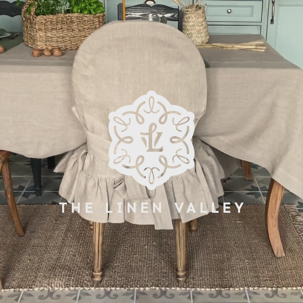 Our rustic unbleached linen slipcovers offer both practicality and aesthetic appeal.&nbsp; The covers will protect dining chairs from spills and stains, also enhance the visual appeal of your space with their timeless natural style.