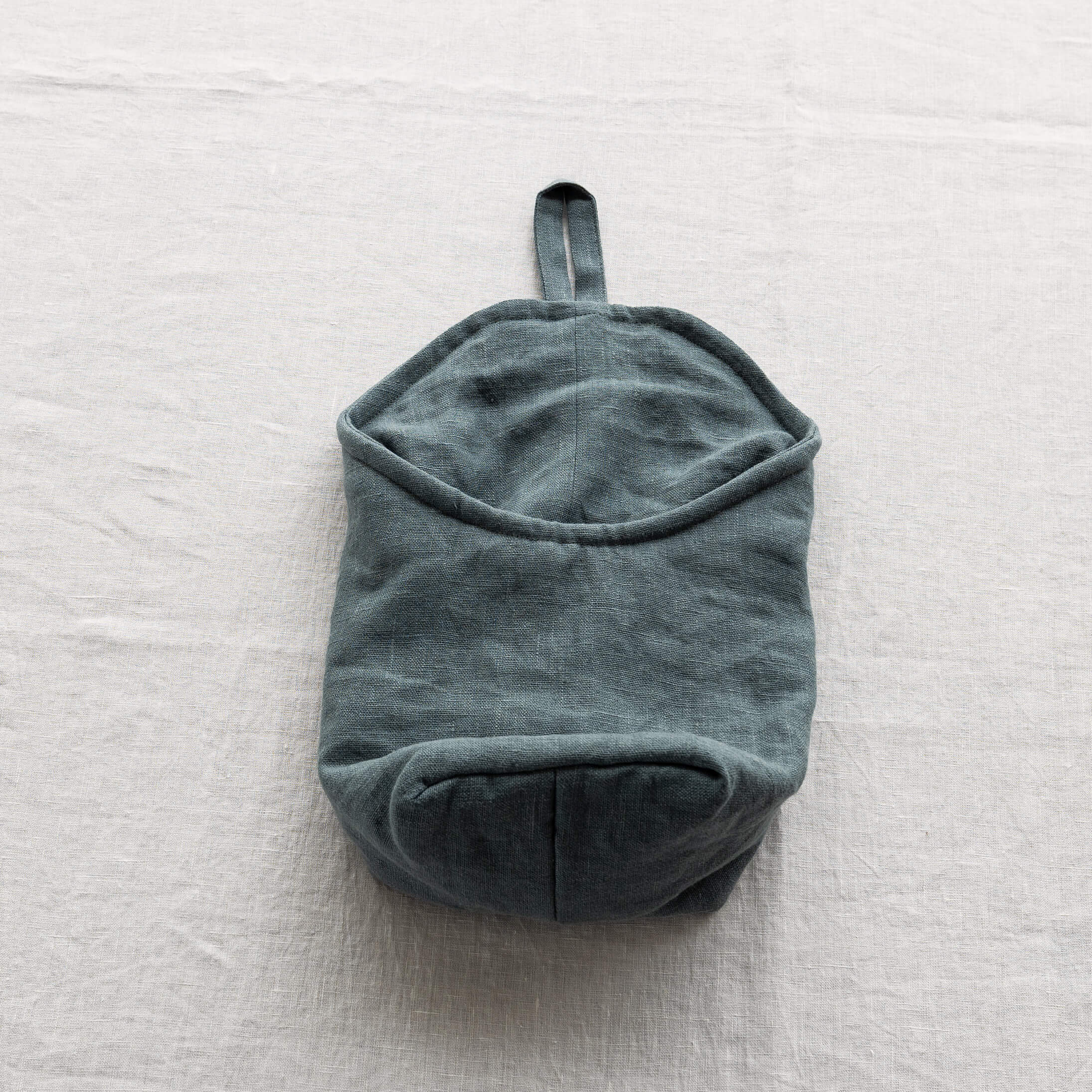 Teal Blue linen hanging bag in heavyweight 260 g/m² European linen