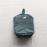 Teal Blue linen hanging bag in heavyweight 260 g/m² European linen