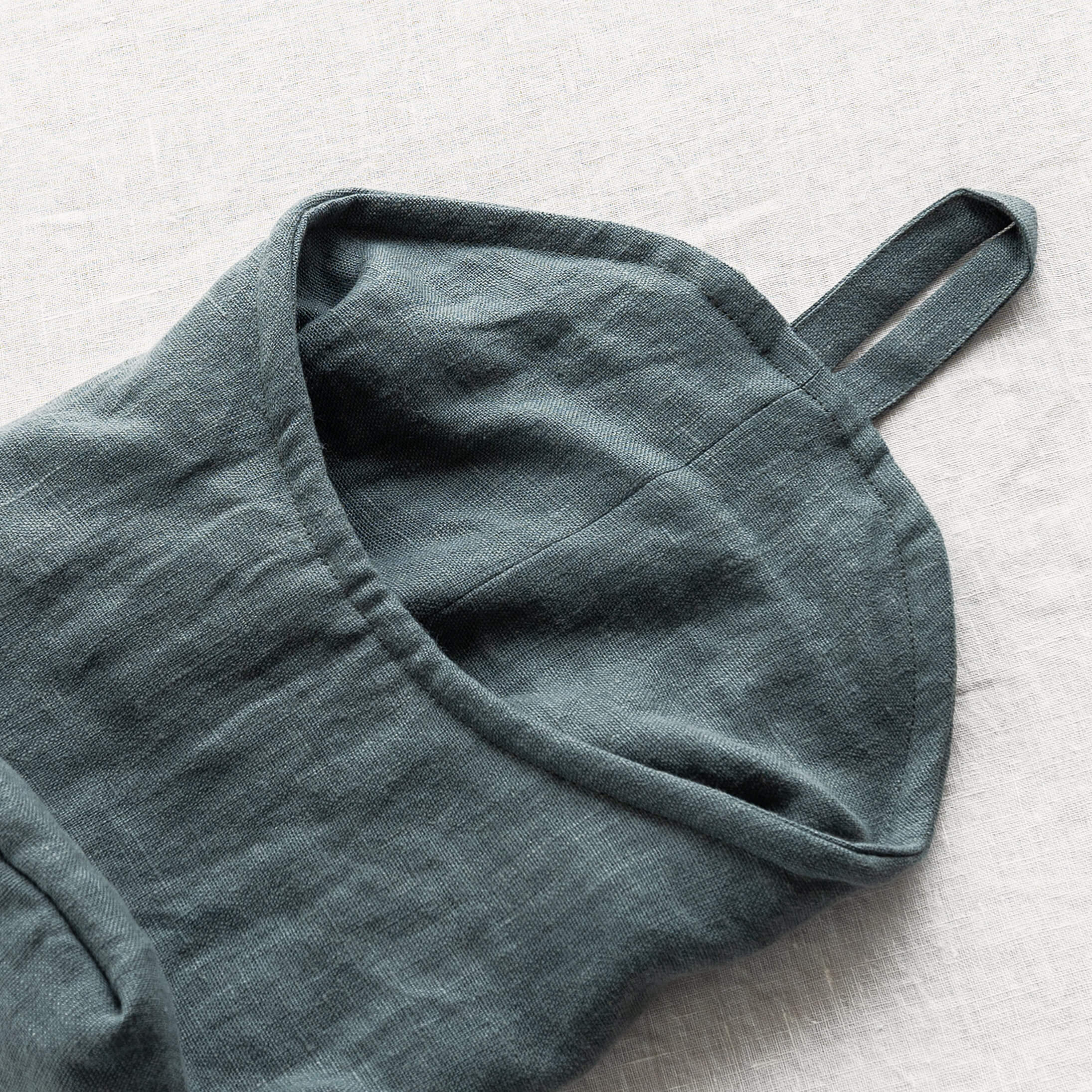 Teal Blue linen hanging bag in heavyweight 260 g/m² European linen