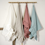 Natural linen towel with ruffles - Velvet Valley