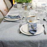 Natural linen light blue  tablecloth - Velvet Valley