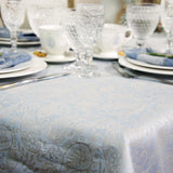 Natural linen light blue  tablecloth - Velvet Valley