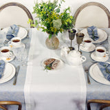 Natural linen light blue  tablecloth - Velvet Valley