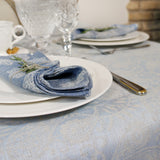 Natural linen light blue  tablecloth - Velvet Valley